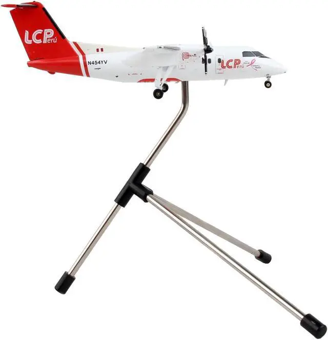 Alt view image 2 of 3 - Bombardier Dash 8-200 Commercial Aircraft "LC Peru" White with Red Tail "Gemini 200" 1/200 Diecast Model Airplane by GeminiJets