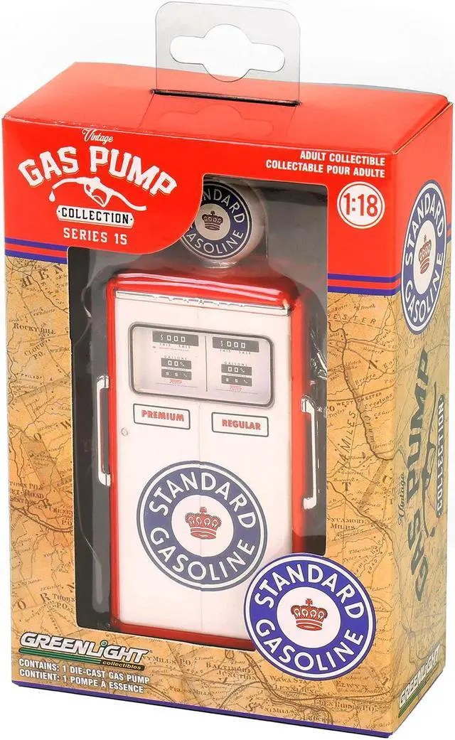 Alt view image 3 of 3 - 1954 Tokheim 350 Twin Gas Pump "Standard Gasoline" White and Red "Vintage Gas Pumps" Series 1/18 Diecast Replica by Greenlight
