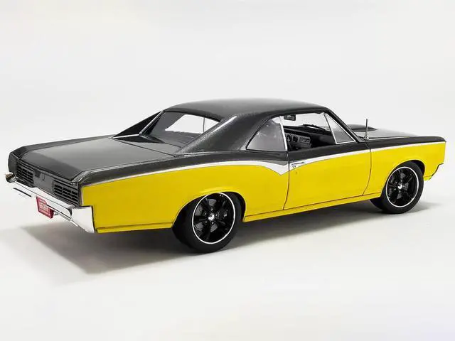 Alt view image 4 of 8 - 1966 Pontiac GTO "Restomod" Yellow and Dark Gray Metallic Limited Edition to 480 pieces Worldwide 1/18 Diecast Model Car by ACME