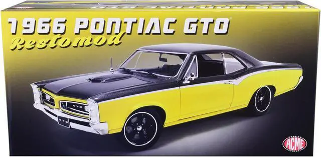 Alt view image 5 of 8 - 1966 Pontiac GTO "Restomod" Yellow and Dark Gray Metallic Limited Edition to 480 pieces Worldwide 1/18 Diecast Model Car by ACME