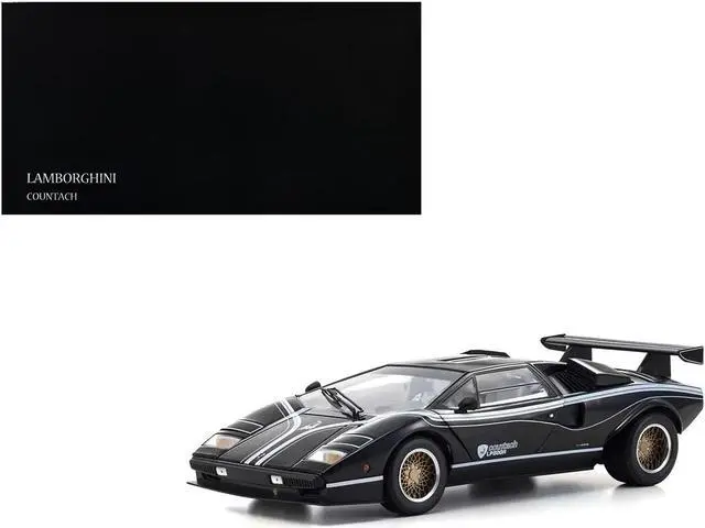 Main image of Lamborghini Countach LP 500R Black with White Interior 1/18 Diecast Model Car by Kyosho