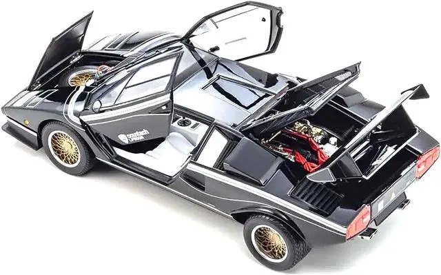 Alt view image 2 of 5 - Lamborghini Countach LP 500R Black with White Interior 1/18 Diecast Model Car by Kyosho