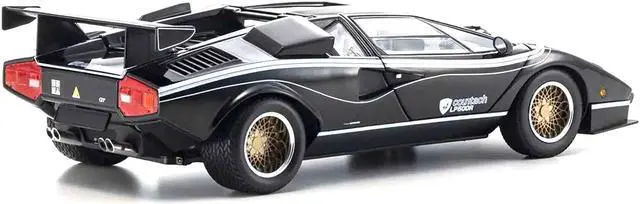 Alt view image 5 of 5 - Lamborghini Countach LP 500R Black with White Interior 1/18 Diecast Model Car by Kyosho