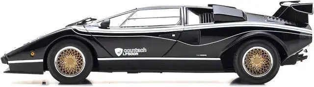 Alt view image 4 of 5 - Lamborghini Countach LP 500R Black with White Interior 1/18 Diecast Model Car by Kyosho