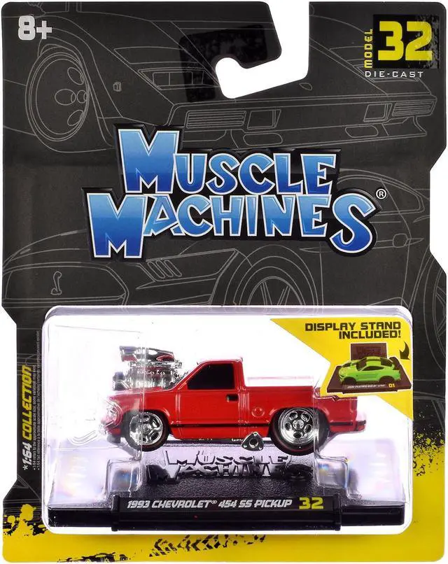 Alt view image 3 of 3 - 1993 Chevrolet 454 SS Pickup Truck Red 1/64 Diecast Model Car by Muscle Machines