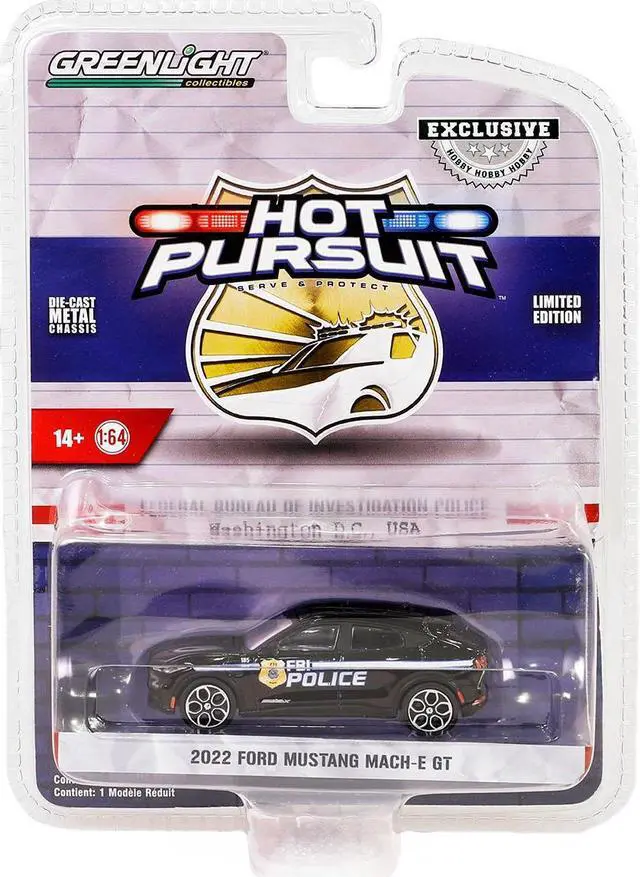 Alt view image 3 of 3 - 2022 Ford Mustang Mach-E GT Black "FBI Police" "Hot Pursuit" Special Edition 1/64 Diecast Model Car by Greenlight