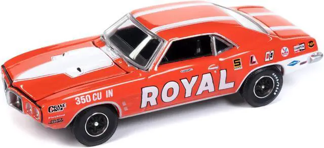 Alt view image 2 of 3 - 1969 Pontiac Firebird Royal Bobcat Carousel Red w/White Stripes & Graphics "Vintage Muscle" 1/64 Diecast Model Car by Auto World