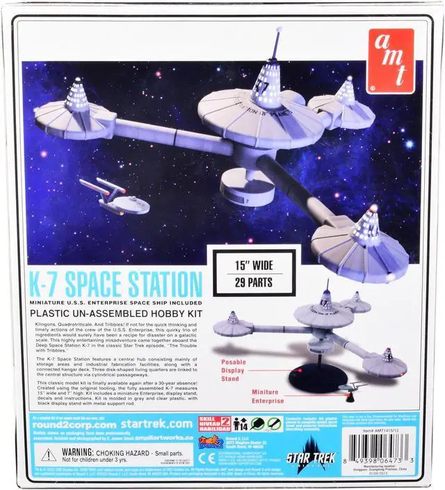 Alt view image 4 of 8 - Skill 2 Model Kit K-7 Space Station "Star Trek" (1966-1969) TV Series 1/7600 Scale Model by AMT