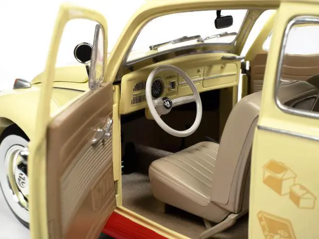 Alt view image 4 of 6 - Auto World 1963 Volkswagen Beetle Yukon Yellow Monopoly Free Parking 1/18 Scale Diecast Model Car with Mr. Monopoly Figure