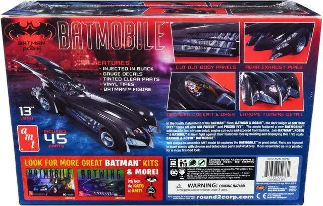 Alt view image 4 of 8 - Skill 2 Model Kit Batmobile "Batman & Robin" (1997) Movie 1/25 Scale Model by AMT