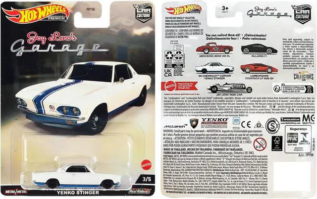 Alt view image 3 of 3 - 1966 Chevrolet Corvair Yenko Stinger White with Blue Stripes "Jay Lenos Garage" Diecast Model Car by Hot Wheels