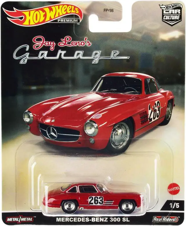 Main image of Mercedes-Benz 300 SL #263 Red (Weathered) "Jay Lenos Garage" Diecast Model Car by Hot Wheels