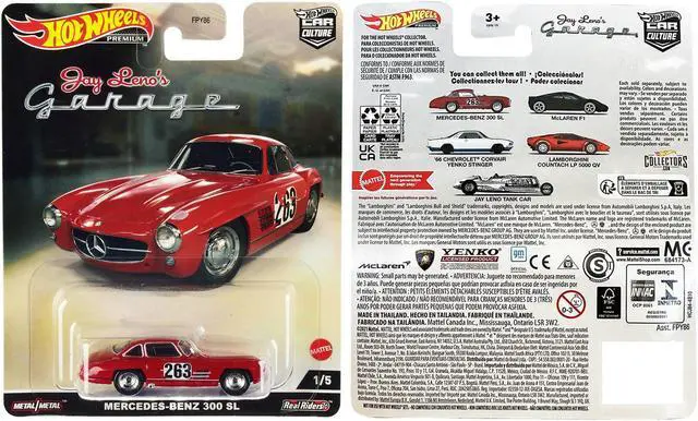 Alt view image 3 of 3 - Mercedes-Benz 300 SL #263 Red (Weathered) "Jay Lenos Garage" Diecast Model Car by Hot Wheels