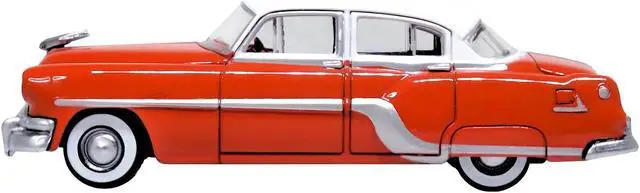 Alt view image 2 of 6 - 1954 Pontiac Chieftain 4 Door Coral Red with Winter White Top 1/87 (HO) Scale Diecast Model Car by Oxford Diecast