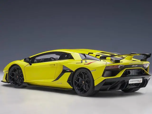 Alt view image 5 of 8 - Lamborghini Aventador SVJ Giallo Tenerife / Pearl Yellow 1/18 Model Car by Autoart