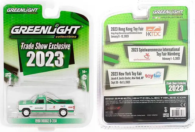 Alt view image 3 of 4 - 1990 Dodge D-350 Truck Green and White "2023 GreenLight Trade Show Exclusive" 1/64 Diecast Model Car by Greenlight