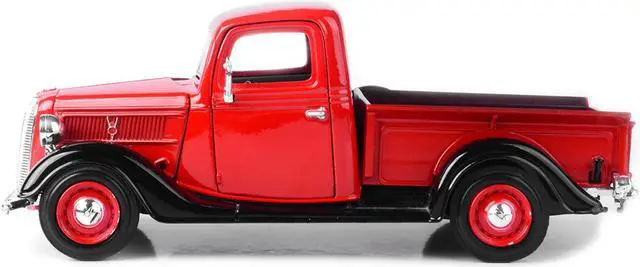 Alt view image 2 of 6 - 1937 Ford Pickup Truck Red and Black 1/24 Diecast Model Car by Motormax
