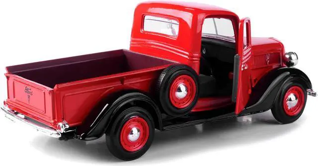 Alt view image 3 of 6 - 1937 Ford Pickup Truck Red and Black 1/24 Diecast Model Car by Motormax