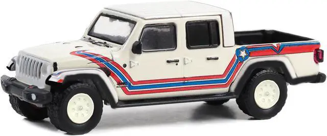 Alt view image 2 of 4 - 2021 Jeep Gladiator Truck "Super Jeep Tribute" White w/Red & Blue "Hobby Exclusive" Series 1/64 Diecast Model Car by Greenlight