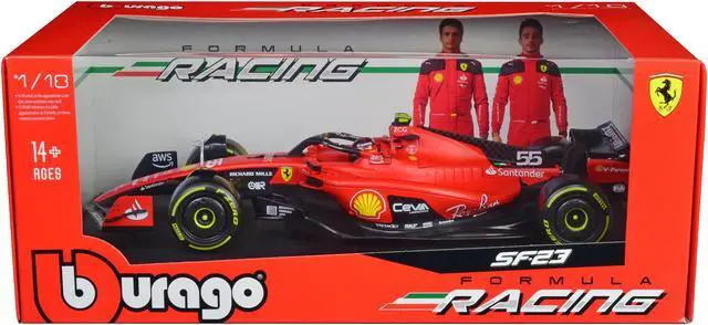 Main image of Ferrari SF-23 #55 Carlos Sainz Formula One World Championship (2023) "Formula Racing" Series 1/18 Diecast Model Car by Bburago
