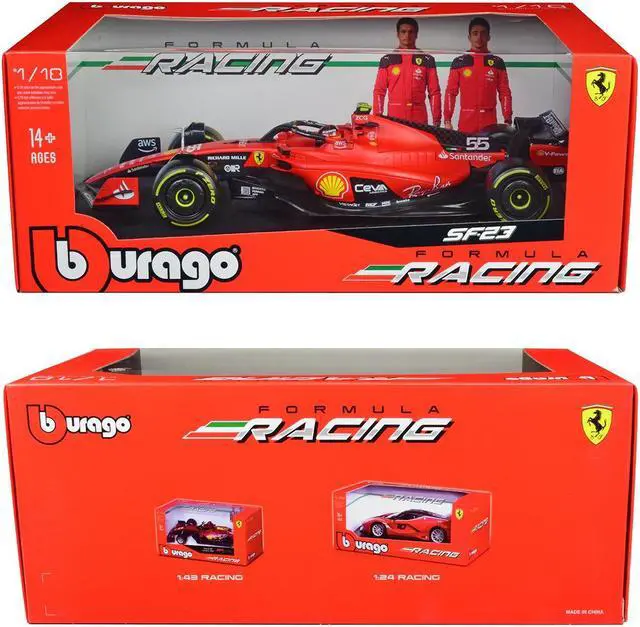 Alt view image 3 of 3 - Ferrari SF-23 #55 Carlos Sainz Formula One World Championship (2023) "Formula Racing" Series 1/18 Diecast Model Car by Bburago