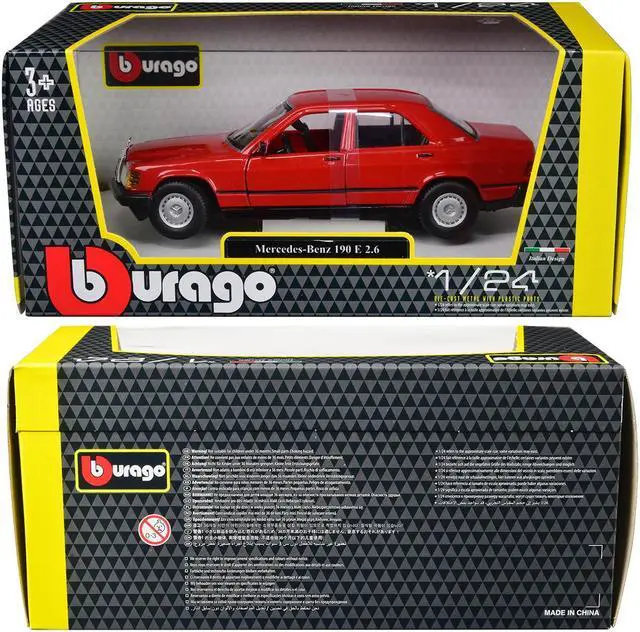 Alt view image 3 of 3 - Mercedes-Benz 190 E 2.6 Red 1/24 Diecast Model Car by Bburago