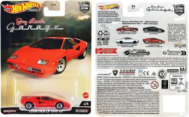 Alt view image 3 of 3 - Lamborghini Countach LP 5000 QV Red "Jay Lenos Garage" Diecast Model Car by Hot Wheels