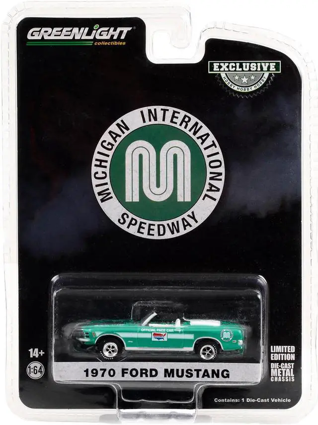 Alt view image 3 of 4 - 1970 Ford Mustang Mach 1 428 Cobra Jet Conv. "Michigan International Speedway Pace Car" 1/64 Diecast Model Car by Greenlight