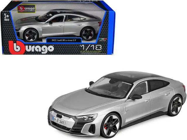 Main image of 2022 Audi RS e-tron GT Silver Metallic with Sunroof 1/18 Diecast Model Car by Bburago