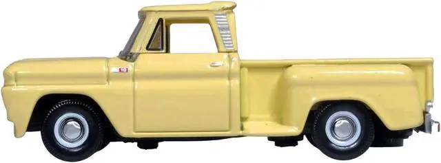 Alt view image 2 of 4 - 1965 Chevrolet C10 Stepside Pickup Truck Yellow 1/87 (HO) Scale Diecast Model Car by Oxford Diecast
