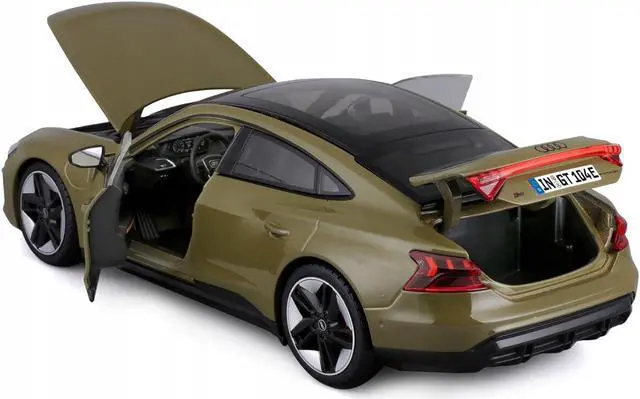 Alt view image 3 of 6 - 2022 Audi RS e-tron GT Dark Green with Sunroof 1/18 Diecast Model Car by Bburago