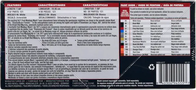 Alt view image 5 of 11 - Level 4 Model Kit 1971 Ford Mustang Mach 1 James Bond 007 "Diamonds Are Forever" (1971) Movie 1/25 Scale Model by Revell