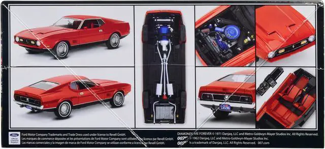 Alt view image 6 of 11 - Level 4 Model Kit 1971 Ford Mustang Mach 1 James Bond 007 "Diamonds Are Forever" (1971) Movie 1/25 Scale Model by Revell