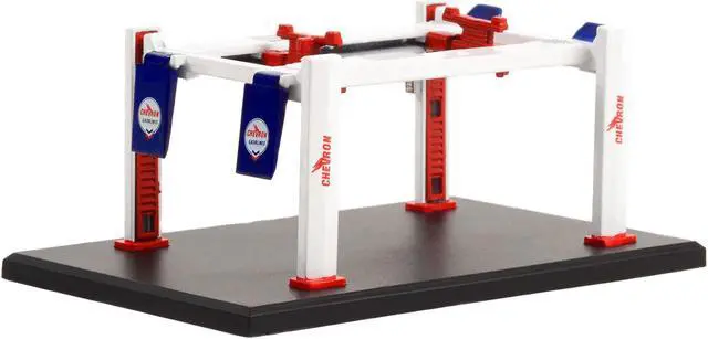 Alt view image 2 of 3 - Adjustable Four-Post Lift "Chevron" White and Red "Four-Post Lifts" Series 5 1/64 Diecast Model by Greenlight