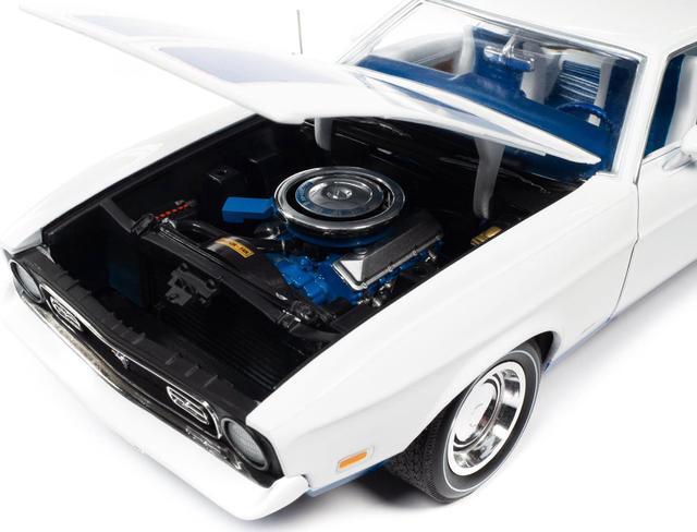 Alt view image 3 of 6 - 1972 Ford Mustang Sprint White with Blue Stripes "Class of 1972" "American Muscle" Series 1/18 Diecast Model Car by Auto World