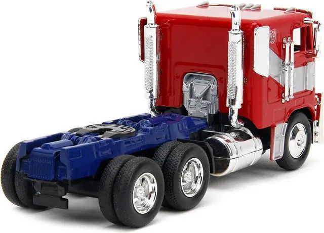 Alt view image 3 of 11 - Optimus Prime Truck Red & Blue w/Silver Stripes "Transformers: Rise of the Beasts" (2023) Movie 1/32 Diecast Model Car by Jada
