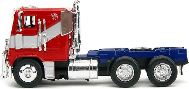 Alt view image 2 of 11 - Optimus Prime Truck Red & Blue w/Silver Stripes "Transformers: Rise of the Beasts" (2023) Movie 1/32 Diecast Model Car by Jada