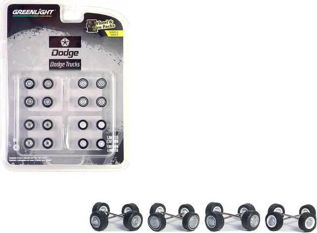 Main image of "First Generation (1981-93) Dodge Trucks" Wheels and Tires Multipack Set "Wheel & Tire Packs" Series 8 1/64 by Greenlight