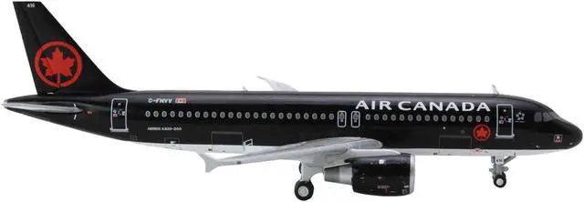 Alt view image 3 of 3 - Airbus A320 Commercial Aircraft "Air Canada" (C-FNVV) Black 1/400 Diecast Model Airplane by GeminiJets