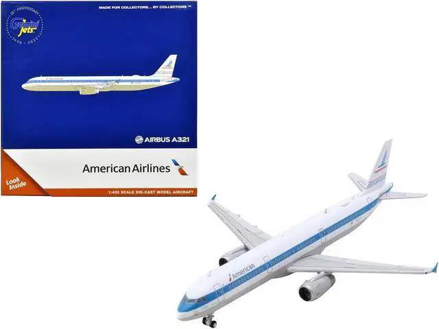 Main image of Airbus A321 Commercial Aircraft "American Airlines - Piedmont" White w/Blue Stripes 1/400 Diecast Model Airplane by GeminiJets