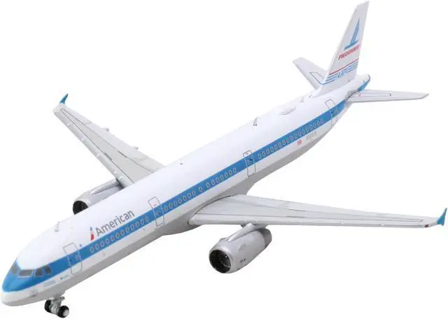 Alt view image 2 of 3 - Airbus A321 Commercial Aircraft "American Airlines - Piedmont" White w/Blue Stripes 1/400 Diecast Model Airplane by GeminiJets