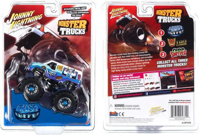 Alt view image 3 of 3 - "Frost Bite" Monster Truck "I Scream, You Scream" with Black Wheels 1/64 Diecast Model by Johnny Lightning