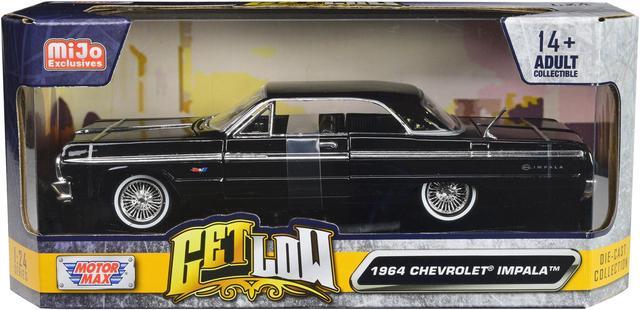 Main image of 1964 Chevrolet Impala Lowrider Hard Top Black "Get Low" Series 1/24 Diecast Car Model by Motormax