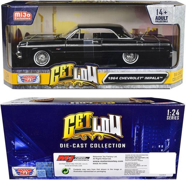 Alt view image 3 of 3 - 1964 Chevrolet Impala Lowrider Hard Top Black "Get Low" Series 1/24 Diecast Car Model by Motormax