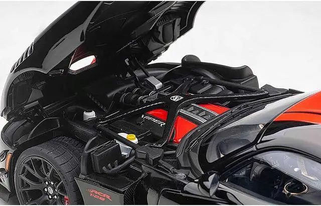 Alt view image 3 of 6 - 2017 Dodge Viper 1:28 Edition ACR Black with Red Stripes 1/18 Model Car by Autoart