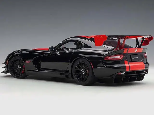 Alt view image 4 of 6 - 2017 Dodge Viper 1:28 Edition ACR Black with Red Stripes 1/18 Model Car by Autoart