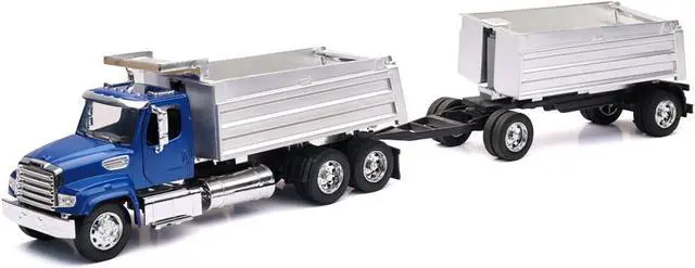 Alt view image 2 of 3 - Freightliner 114SD Dump Truck with Twin Dump Body Blue "Long Haul Trucker" Series 1/32 Diecast Model by New Ray