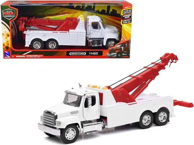 Main image of Freightliner 114SD Tow Truck White and Red "Long Haul Trucker" Series 1/32 Diecast Model by New Ray
