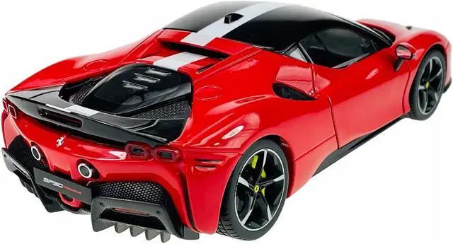 Alt view image 4 of 5 - Ferrari SF90 Stradale Assetto Fiorano Red with White Stripes "Signature Series" 1/18 Diecast Model Car by Bburago