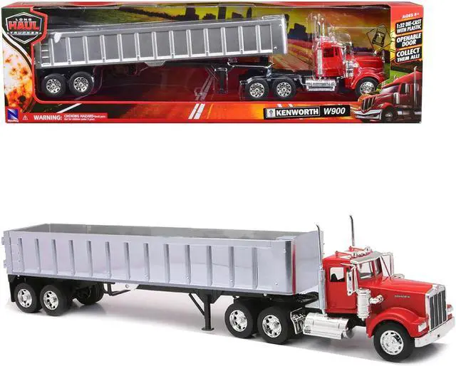 Main image of Kenworth W900 Frameless Dump Truck Red and Chrome "Long Haul Trucker" Series 1/32 Diecast Model by New Ray